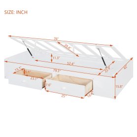 Twin Bunk Bed with Drawers, Wardrobe, Storage Shelves and Hydraulic Bed