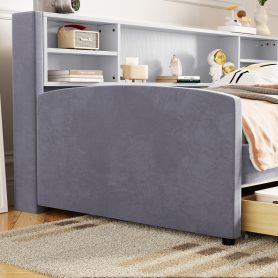 Twin size Upholstered Platform Bed with Storage and Drawers