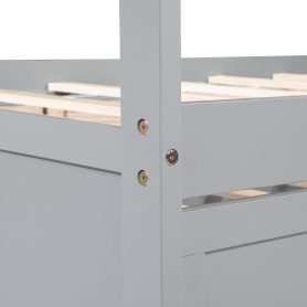 Twin Size Wooden Bed with Headboard, Footboard, Trundle and Three Storage Drawers