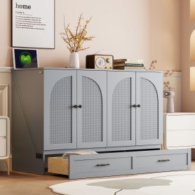 Space-Saving Full Size Murphy Bed with Large Drawers