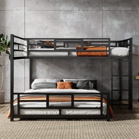 L-Shaped Metal Twin over Full Size Bunk Bed