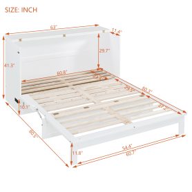 Queen Size Murphy Bed Wall Bed with Large Drawers