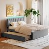 Teddy Fleece Queen Size Upholstered Platform Bed with Twin XL Trundle