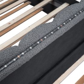 Teddy Fleece Queen Size Upholstered Platform Bed with Twin XL Trundle