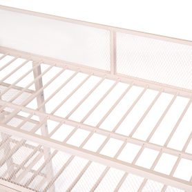 Twin Size Metal Loft Bed with 4-Tier Shelves and Storage