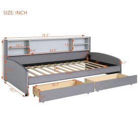 Twin size Upholstered Platform Bed with Storage and Drawers