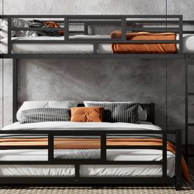 L-Shaped Metal Twin over Full Size Bunk Bed