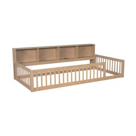 Wood Twin XL Size Daybed with Storage Cabinets and USB Ports
