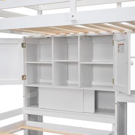 Twin Over Twin Loft Bed With Built-in Desk, Staircase, Storage Compartments And Shelves