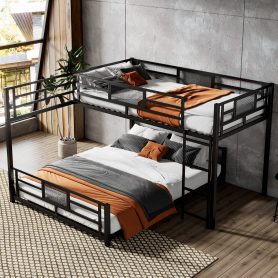 L-Shaped Metal Twin over Full Size Bunk Bed