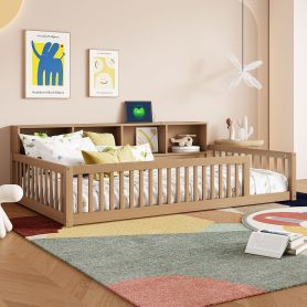 Wood Twin XL Size Daybed with Storage Cabinets and USB Ports