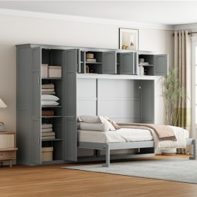 Queen Size Murphy Bed Wall Bed with Cabinets