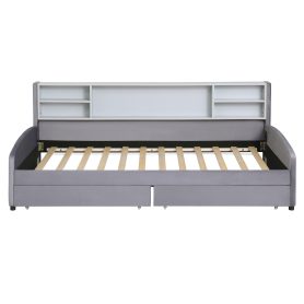 Twin size Upholstered Platform Bed with Storage and Drawers