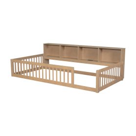 Wood Twin XL Size Daybed with Storage Cabinets and USB Ports