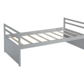 Twin Size Wooden Bed with Headboard, Footboard, Trundle and Three Storage Drawers