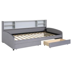 Twin size Upholstered Platform Bed with Storage and Drawers