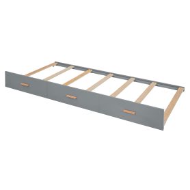 Twin Wooden Bunk Bed with Trundle, Cabinet, Wardrobe, Desk and Drawers