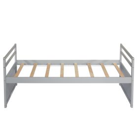 Twin Size Wooden Bed with Headboard, Footboard, Trundle and Three Storage Drawers