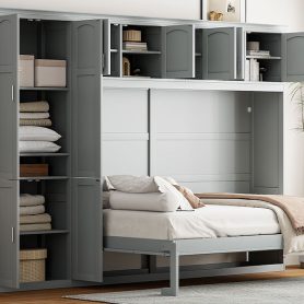 Queen Size Murphy Bed Wall Bed with Cabinets