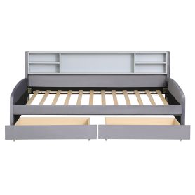 Twin size Upholstered Platform Bed with Storage and Drawers