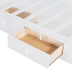 Twin Bunk Bed with Drawers, Wardrobe, Storage Shelves and Hydraulic Bed