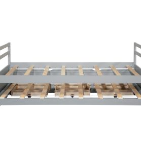 Twin Size Wooden Bed with Headboard, Footboard, Trundle and Three Storage Drawers