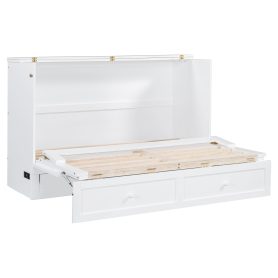 Queen Size Murphy Bed Wall Bed with Large Drawers