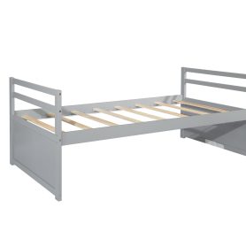 Twin Size Wooden Bed with Headboard, Footboard, Trundle and Three Storage Drawers