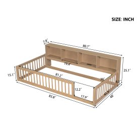 Wood Twin XL Size Daybed with Storage Cabinets and USB Ports