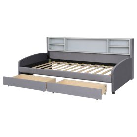 Twin size Upholstered Platform Bed with Storage and Drawers