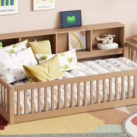 Wood Twin XL Size Daybed with Storage Cabinets and USB Ports