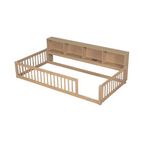Wood Twin XL Size Daybed with Storage Cabinets and USB Ports