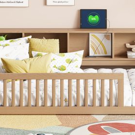 Wood Twin XL Size Daybed with Storage Cabinets and USB Ports