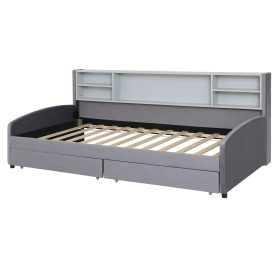 Twin size Upholstered Platform Bed with Storage and Drawers