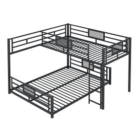 L-Shaped Metal Twin over Full Size Bunk Bed