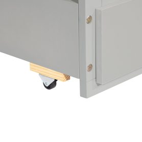 Twin Size Wooden Bed with Headboard, Footboard, Trundle and Three Storage Drawers