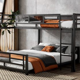 L-Shaped Metal Twin over Full Size Bunk Bed