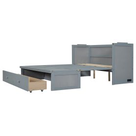 Queen Size Murphy Bed with USB Port and One Large Drawer