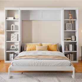 Queen Size Murphy Bed with Desk and Bookshelf