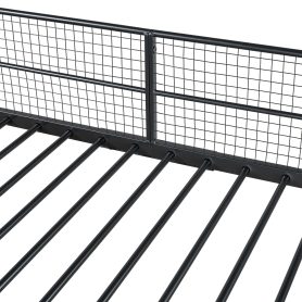 Twin Over Full Metal Bunk Bed with 5-Tier Shelves