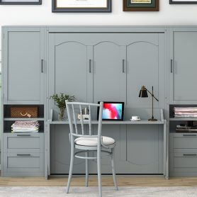 Queen Size Murphy Bed with Closet ,Drawers and Shelves