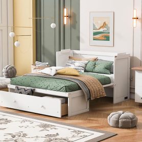 Full Size Murphy Bed With USB Port And One Large Drawer