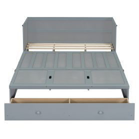 Queen Size Murphy Bed with USB Port and One Large Drawer