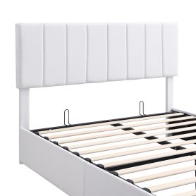 Queen Size Upholstered Platform Bed with Hydraulic Storage System