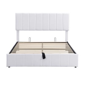 Queen Size Upholstered Platform Bed with Hydraulic Storage System