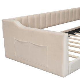Twin Xl Size Upholstery Daybed with Side Storage Pocket