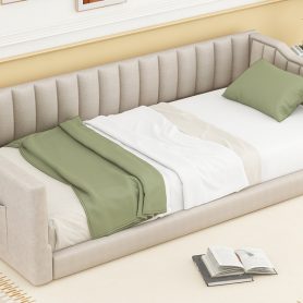 Twin Xl Size Upholstery Daybed with Side Storage Pocket