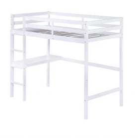 Twin Size High Loft Bed With Safety Guardrail, Built-in Desk, Ladder