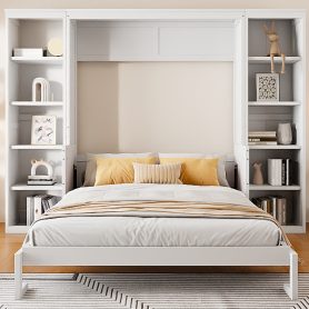 Queen Size Murphy Bed with Desk and Bookshelf