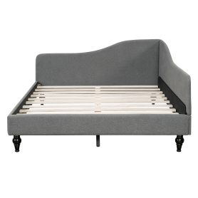Full Size L-Shaped Linen Daybed with Solid Wood Legs